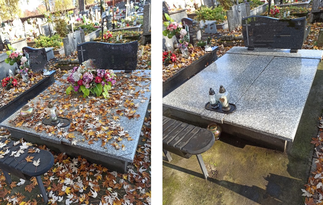 Czyszczenie nagrobka na cmentarzu Pobitno w Rzeszowie