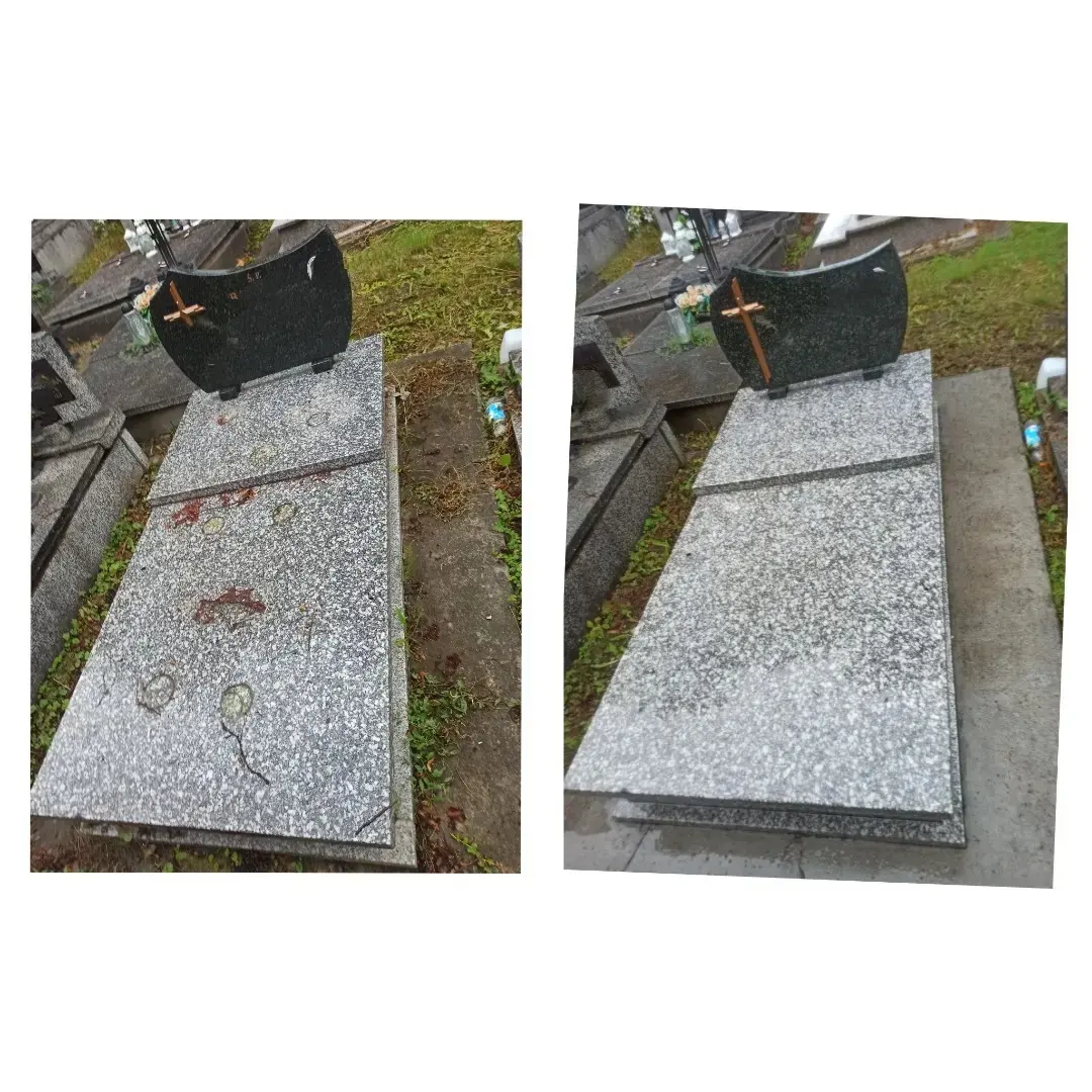 Mycie nagrobka na cmentarzu Pobitno w Rzeszowie